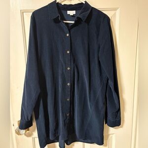 J. Jill Dark Blue Corduroy Button Down Shacket Size M Tall